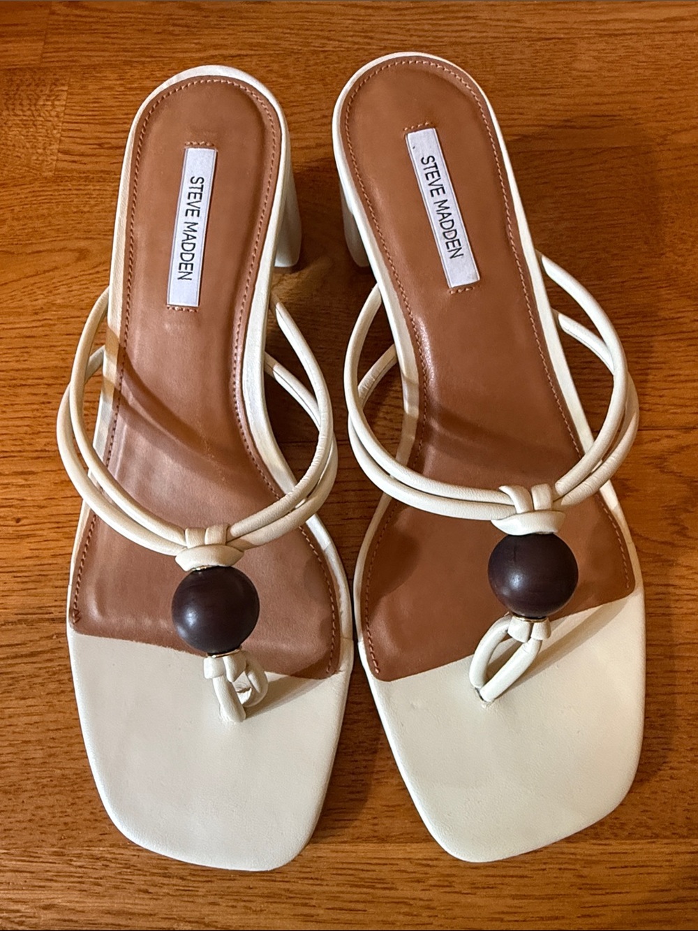 Steve Madden White Strappy Beaded Heeled Mules